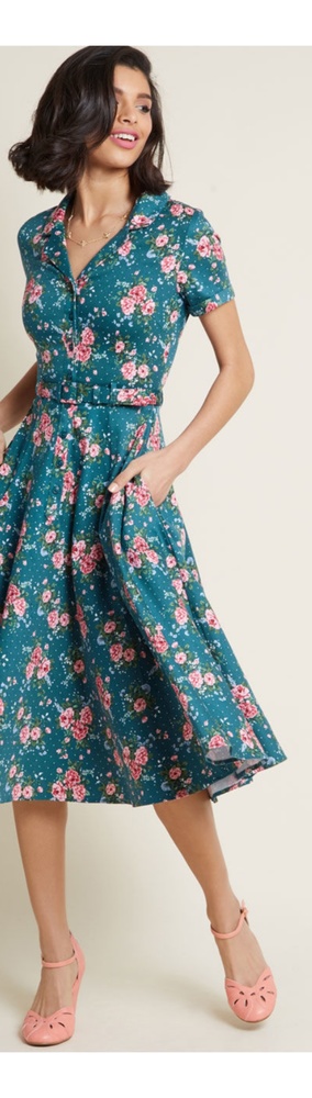 Modcloth Collectif shirt dress (teal & pink)